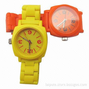 ODM Unique Attractive Colorful Square Plastic Watches, Band Width of 18mm